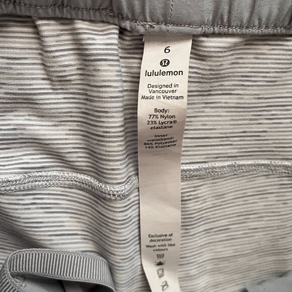 Lululemon On The Fly Pant Vertical Pinstripe Heather Grey/White Size 6 Luxtreme - Picture 12 of 14